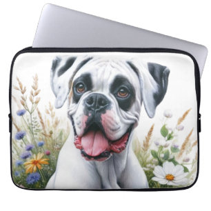 Boxerhund und Wildblumen Laptopschutzhülle