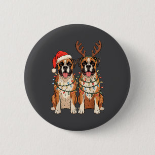 Boxerhund Weihnachten Santa Hut Rentiere Lichter P Button