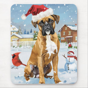 Boxerhund Winterwunderland Weihnachtsfreude Mousepad