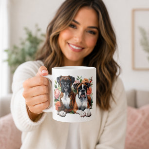 Boxerhunde und Blumen Kaffeetasse