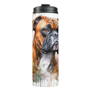 BoxerLove Wasserfarben Artwork - Loyal Canine Bree Thermosbecher