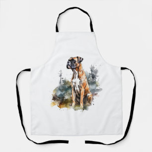 BoxerLoveArt Vibrant Wasserfarben Malerei auf Loya Schürze