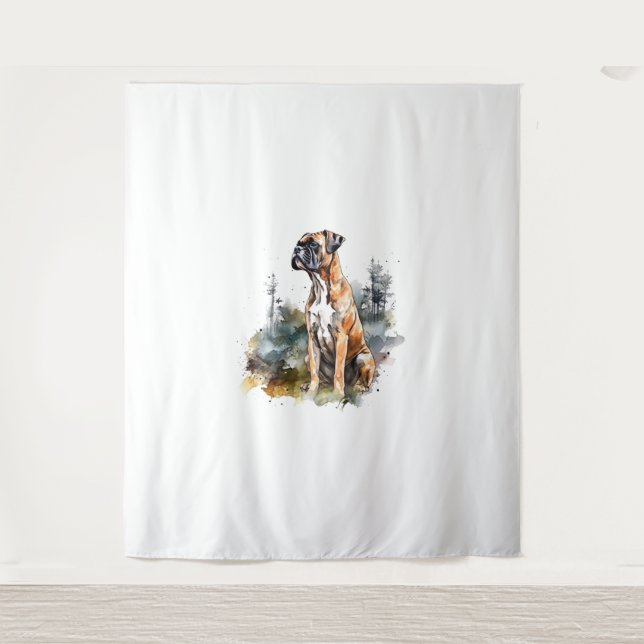 BoxerLoveArt Vibrant Wasserfarben Malerei auf Loya Wandteppich (Vorderseite)