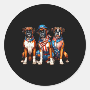 Boxers Patriotic 4. Juli USA Flagge Amerika Pupp Runder Aufkleber