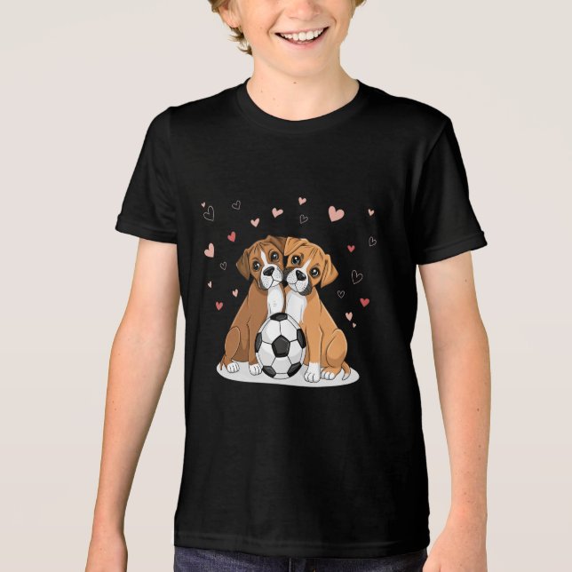 Boxers with soccer ball for Valentine's Day Tri-Blend Shirt (Vorderseite)