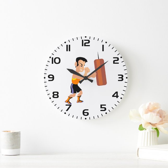 Boxertraining mit Stanzbeutel Große Wanduhr (Von Creator hochgeladen)