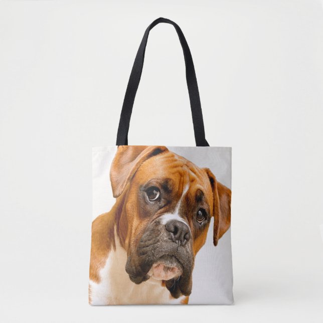 Boxerwelpe auf Elfenbeincremehintergrund (Vorderseite)