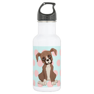Boxerwelpe auf rosa Tupfen Edelstahlflasche