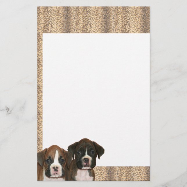 Boxerwelpen-Leoparddruck stationär Briefpapier (Vorderseite)