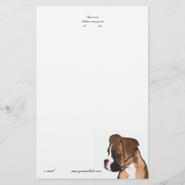 Boxerwelpenbriefkopf Briefpapier (Vorderseite)
