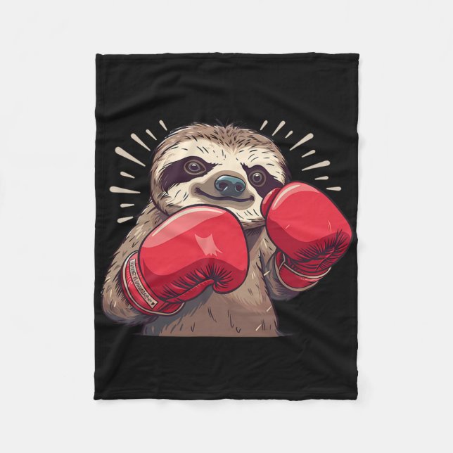 Boxfauler Faultier mit Boxhandschuhen Kickboxen Lu Fleecedecke (Vorderseite)