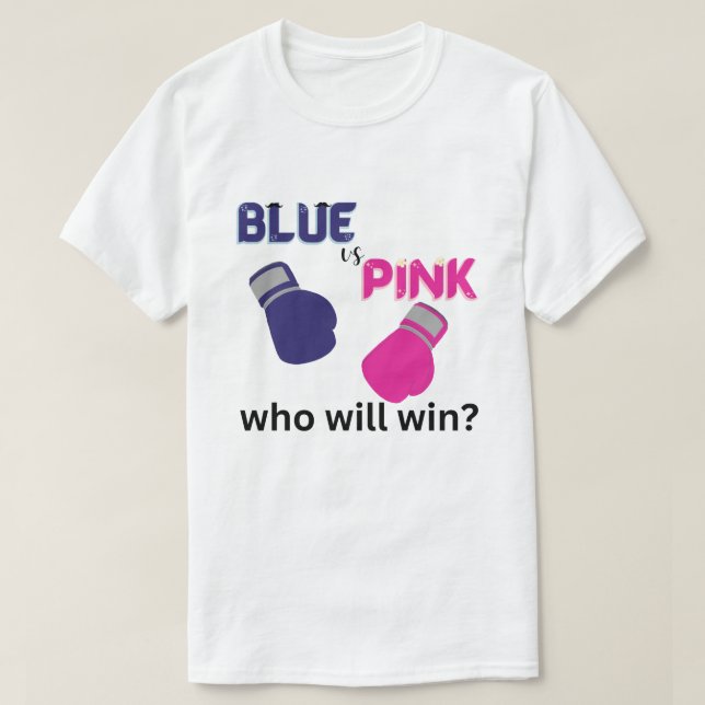Boxgeschlecht enthüllt blau und rosa lustig T-Shirt (Design vorne)