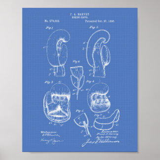 Boxhandschuh 1896 Patentkunst - Blueprint Poster