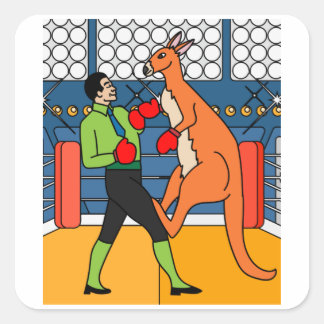 Boxhandschuh Boxen Kangaroo Kämpfen Quadratischer Aufkleber