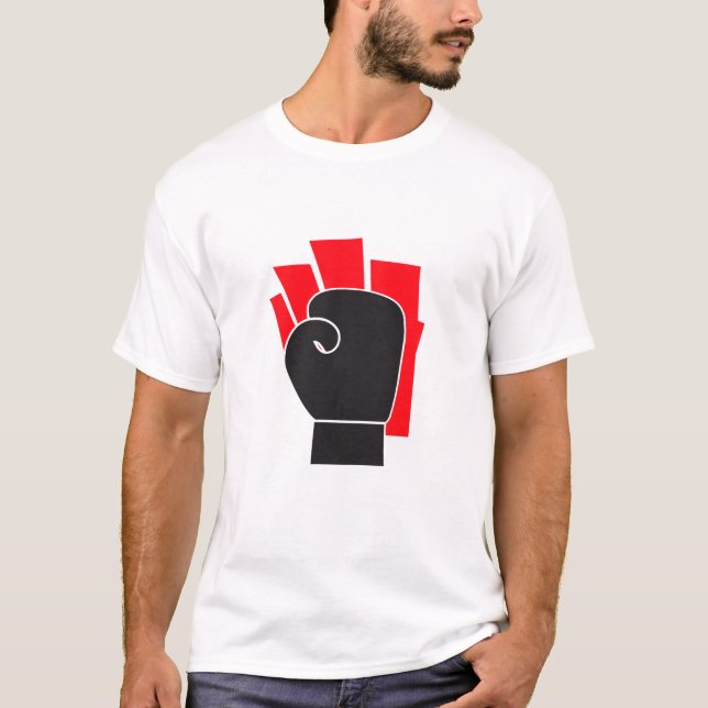 Boxhandschuh Silhouette Mit Kraftvollen Strahlen T-Shirt (Vorderseite)