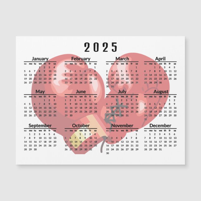 Boxhandschuhe 2025 Kalender Magnetkarte (Vorderseite)