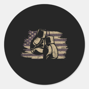 Boxhandschuhe amerikanische Flagge Retro Old Schoo Runder Aufkleber