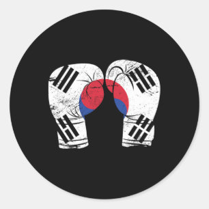 Boxhandschuhe Boxer Koreanische Flagge Südkorea Runder Aufkleber
