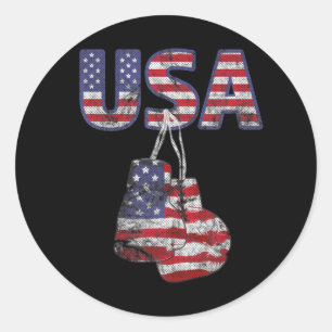 Boxhandschuhe der amerikanischen Flagge Runder Aufkleber