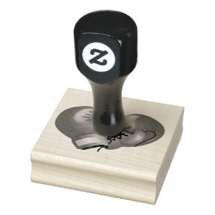 Boxhandschuhe Design Holz Briefmarke Gummistempel