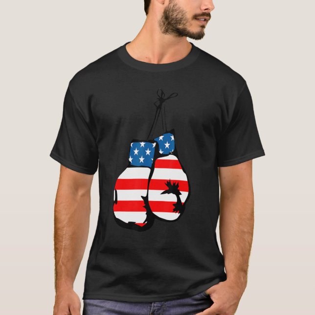 Boxhandschuhe für amerikanische Flaggen T-Shirt (Vorderseite)