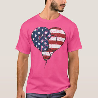 Boxhandschuhe Herz American Flag Proud Women USA T-Shirt