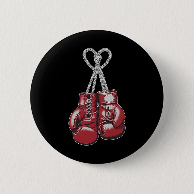 Boxhandschuhe Herz Valentinstag Kämpfer Athle Button (Vorderseite)