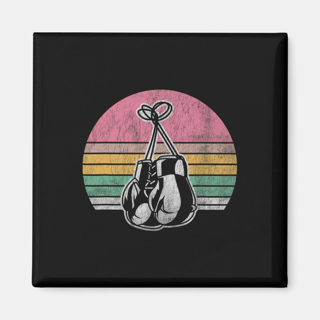 Boxhandschuhe Retrostil Vintage Sonnenuntergangsfa Magnet (Vorne)