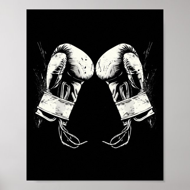 Boxhandschuhe Silhouette Poster (Vorne)