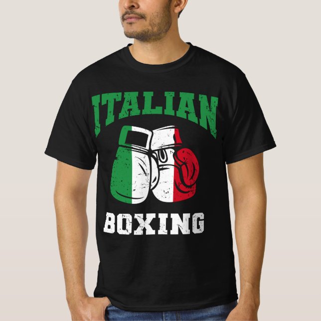 Boxhandschuhe unter italienischer Flagge T-Shirt (Vorderseite)