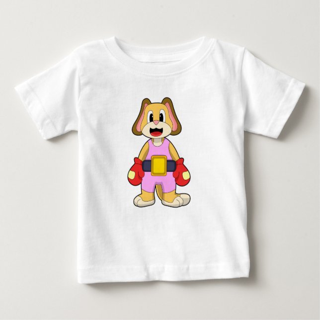 Boxhund mit Boxhandschuhen Baby T-shirt (Vorderseite)