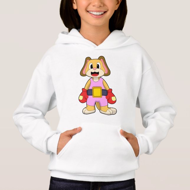 Boxhund mit Boxhandschuhen Hoodie (Vorderseite)