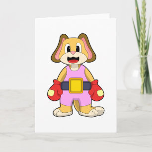 Boxhund mit Boxhandschuhen Karte