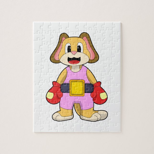 Boxhund mit Boxhandschuhen Puzzle (Vertikal)
