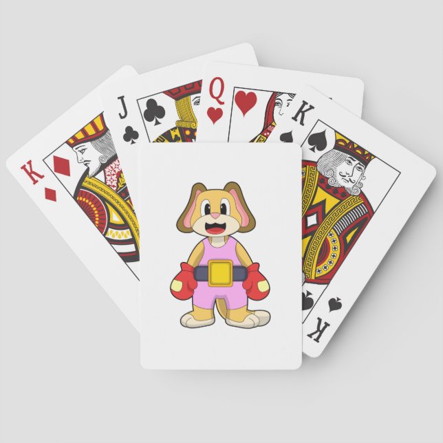 Boxhund mit Boxhandschuhen Spielkarten (Rückseite)