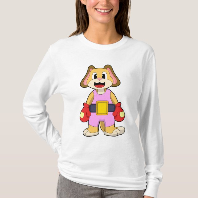 Boxhund mit Boxhandschuhen T-Shirt (Vorderseite)