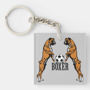 Boxhunde mit Fußball Schlüsselanhänger