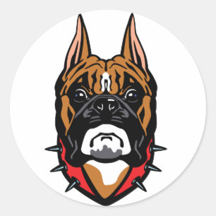 Boxhundekopf Runder Aufkleber