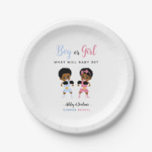 Boxing Baby Pink Blue Gender Reveal Paper Plates