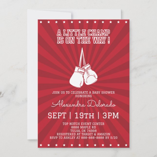 Boxing Baby Shower Einladung (Vorderseite)
