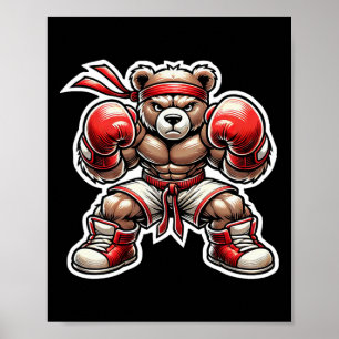 Boxing Bär Martial Arts Street Grizzly Muay Thai Poster