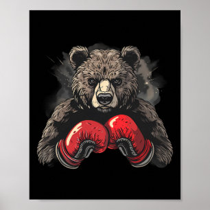 Boxing-Bärenliebhaber Boxhandschuhe Kickboxen Lust Poster