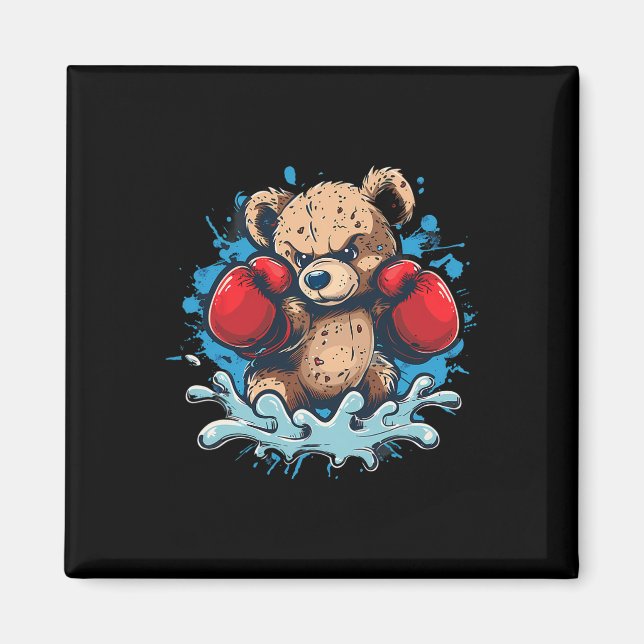 Boxing Bear Lover Boxing Gloves Kickboxing Funny B Magnet (Vorne)