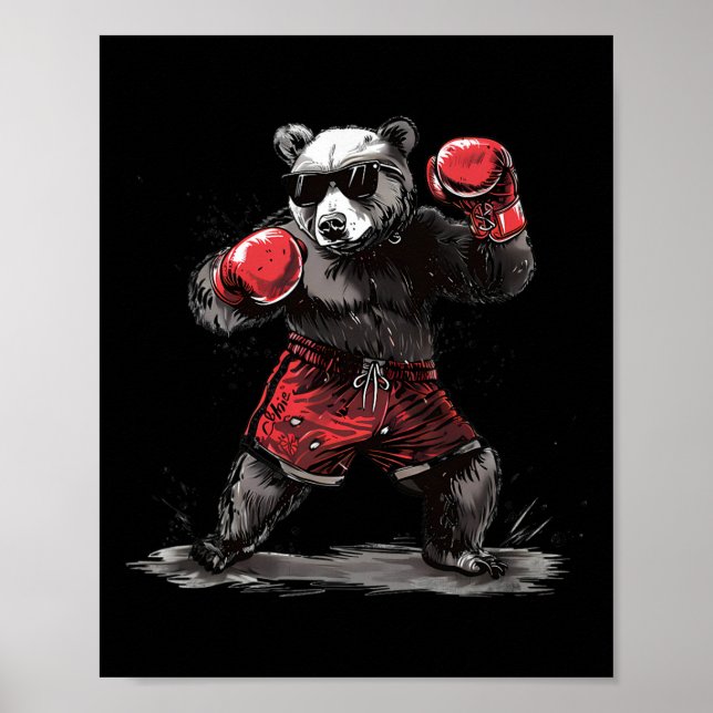 Boxing Bear Lover Boxing Gloves Kickboxing Funny B Poster (Vorne)