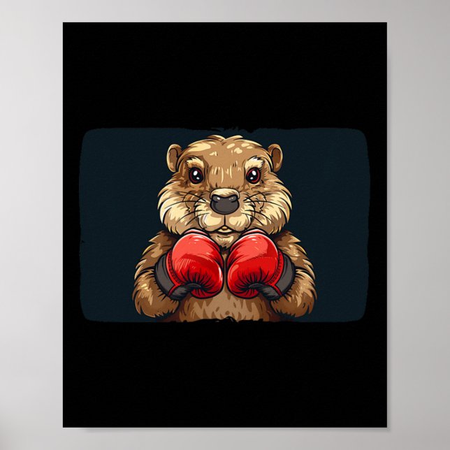 Boxing Beaver Emblem For A Strong And Confident Ap Poster (Vorne)