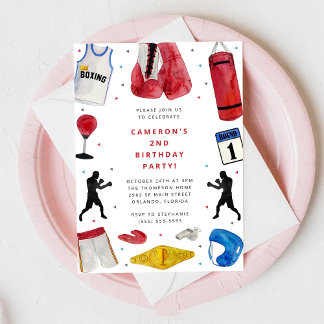 Boxing Boy Birthday Party Invitation Einladung