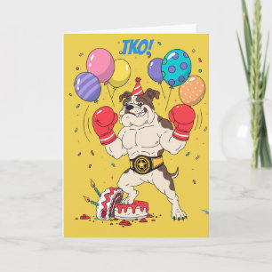 Boxing Bulldog TKO Geburtstags-Knockout-Design Bes Karte
