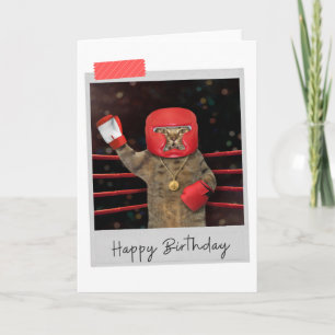 Boxing Cat Funny Birthday Card Karte