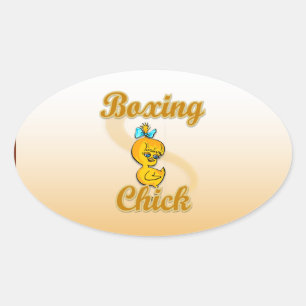 Boxing Chick Ovaler Aufkleber