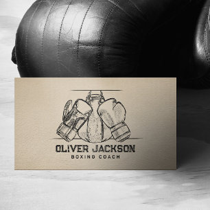 Boxing coach Gloves and bag drawing Visitenkarte